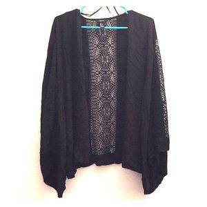 Black kimono with lace panel